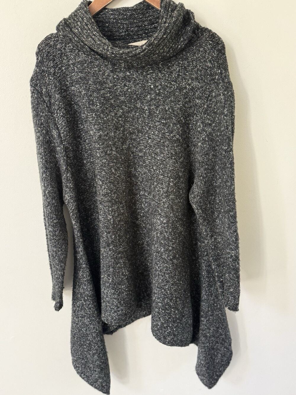 Vtg. Simply Couture Asymmetrical Sweater Womens Turtleneck Black Tunic One Size